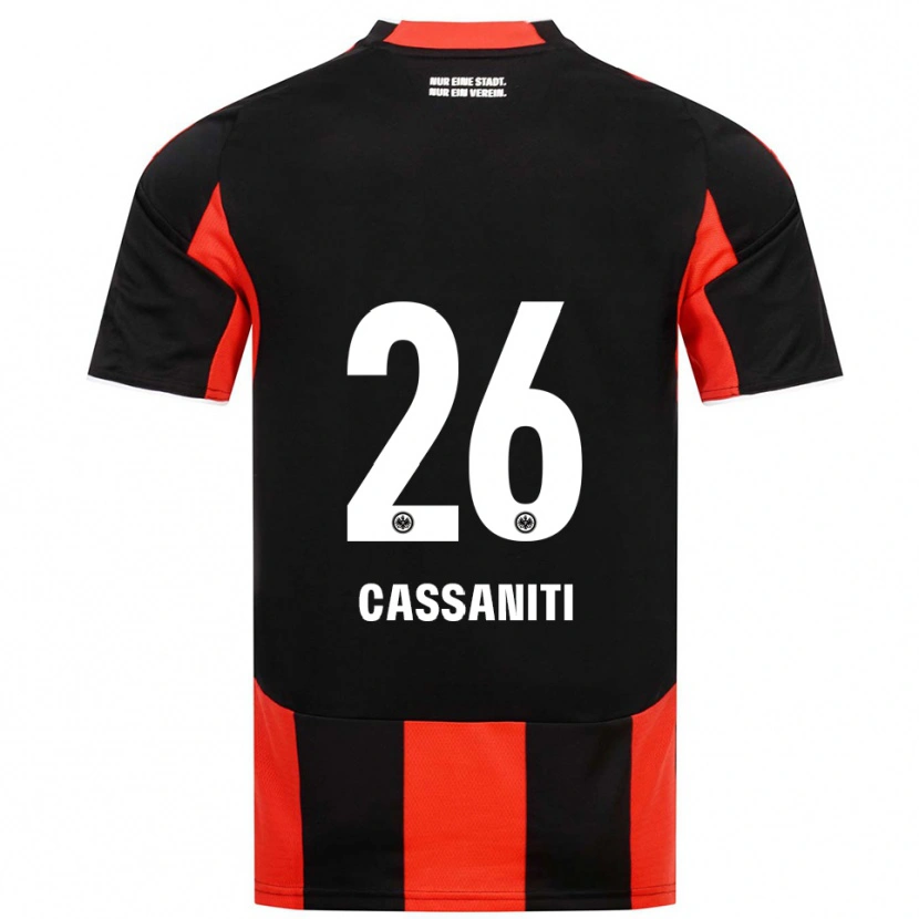 Danxen Børn Nino Cassaniti #26 Sort Rød Hjemmebane Spillertrøjer 2025/26 Trøje T-Shirt