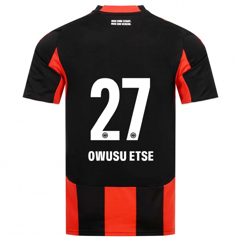 Danxen Børn Collin Owusu Etse #27 Sort Rød Hjemmebane Spillertrøjer 2025/26 Trøje T-Shirt