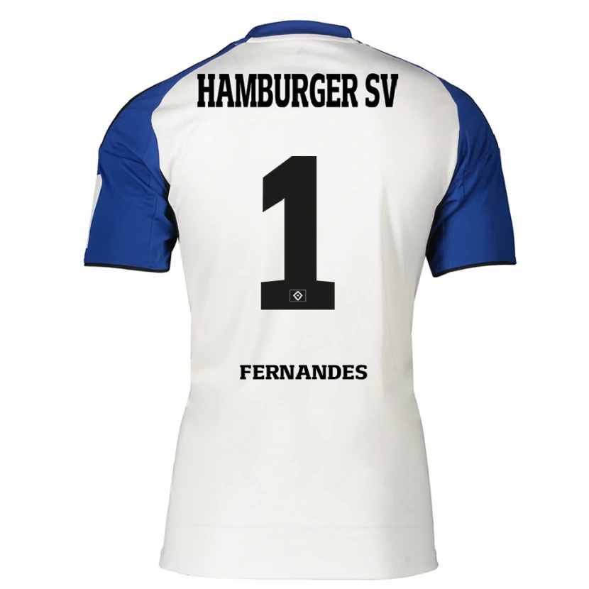 Danxen Børn Daniel Heuer Fernandes #1 Hvid Blå Hjemmebane Spillertrøjer 2025/26 Trøje T-Shirt