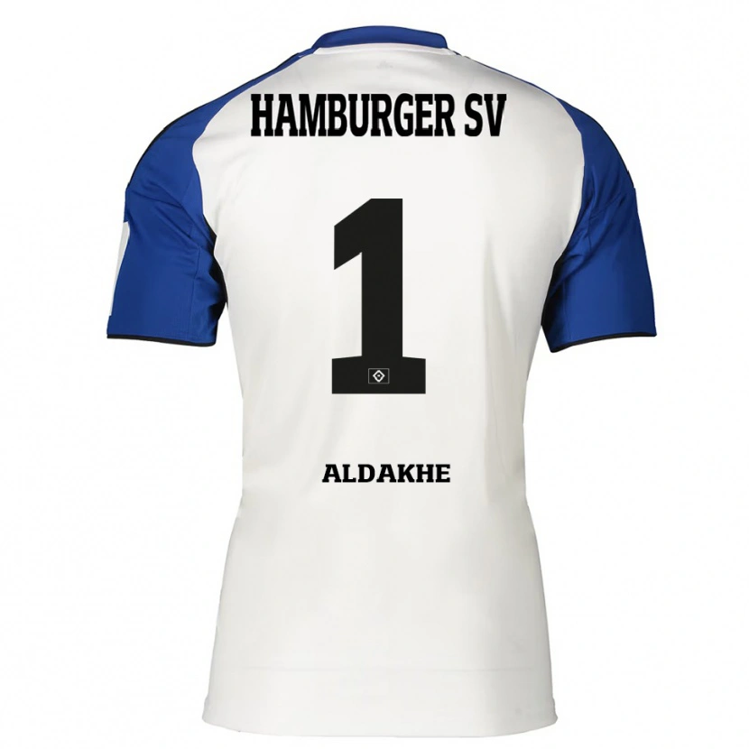 Danxen Børn Ather Aldakhe #1 Hvid Blå Hjemmebane Spillertrøjer 2025/26 Trøje T-Shirt