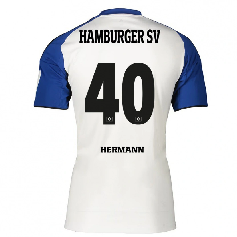 Danxen Børn Hannes Hermann #40 Hvid Blå Hjemmebane Spillertrøjer 2025/26 Trøje T-Shirt
