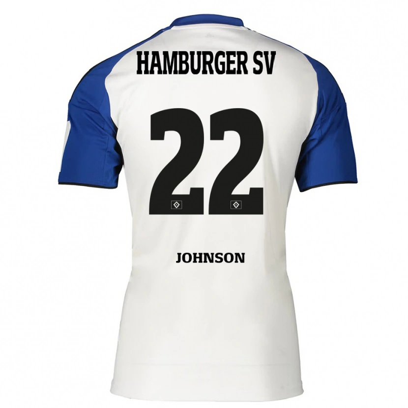 Danxen Børn Emmanuel Johnson #22 Hvid Blå Hjemmebane Spillertrøjer 2025/26 Trøje T-Shirt