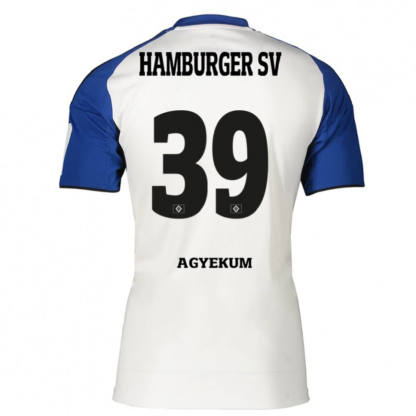 Danxen Børn Joel Agyekum #39 Hvid Blå Hjemmebane Spillertrøjer 2025/26 Trøje T-Shirt