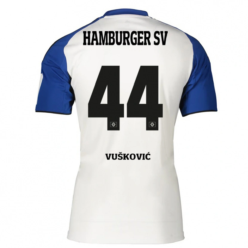 Danxen Børn Mario Vuskovic #44 Hvid Blå Hjemmebane Spillertrøjer 2025/26 Trøje T-Shirt