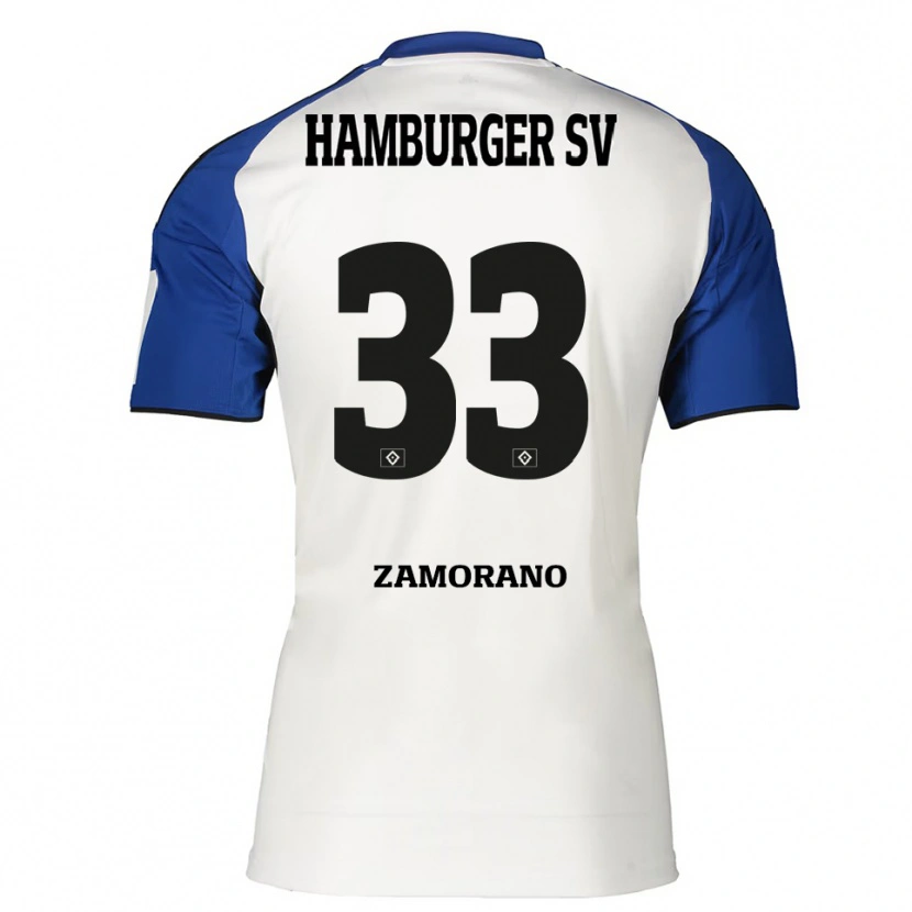 Danxen Børn Jolina Zamorano #33 Hvid Blå Hjemmebane Spillertrøjer 2025/26 Trøje T-Shirt