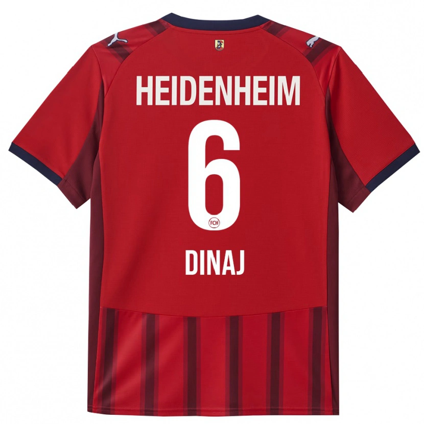 Danxen Børn Leonard Dinaj #6 Rød Navy Hjemmebane Spillertrøjer 2025/26 Trøje T-Shirt