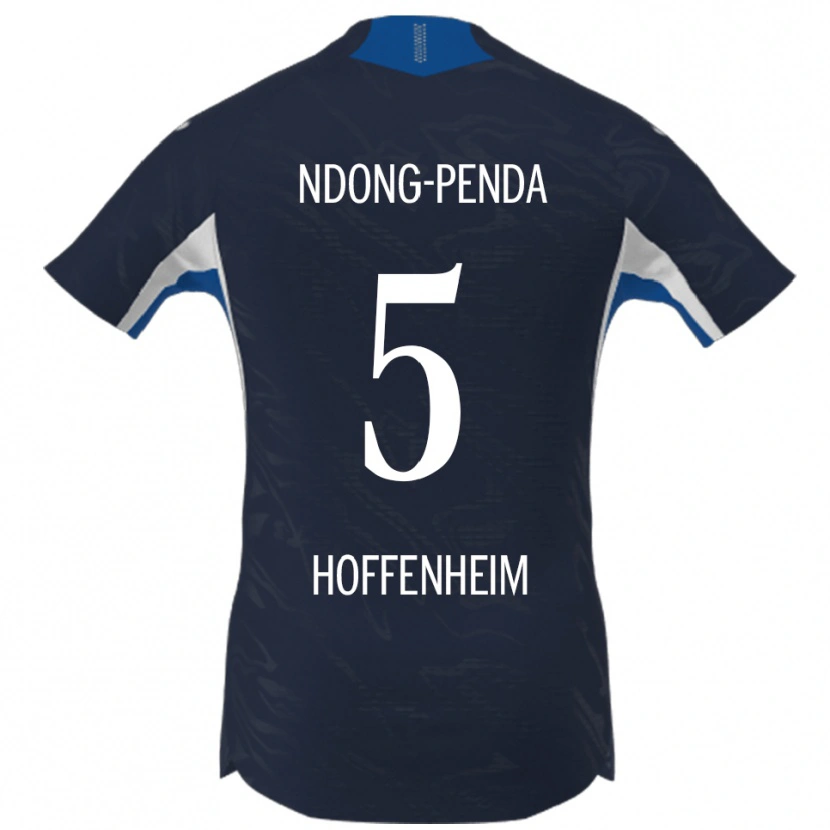 Danxen Børn Maxime Ndong-Penda #5 Navy Hvid Hjemmebane Spillertrøjer 2025/26 Trøje T-Shirt