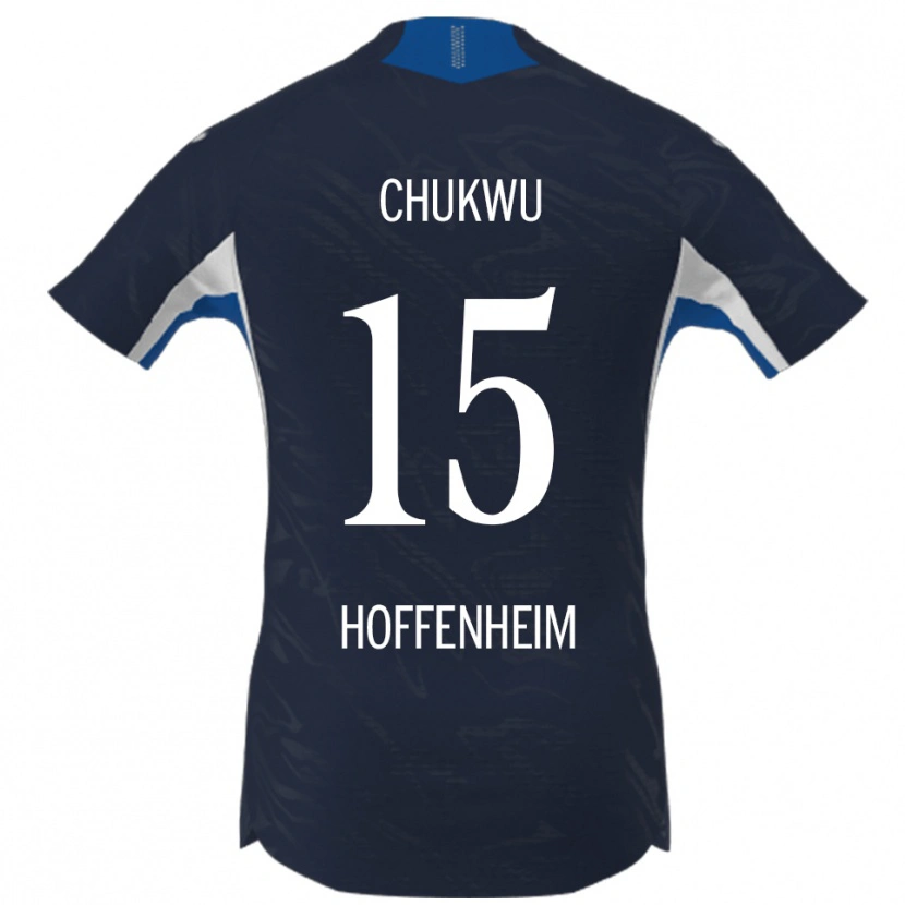 Danxen Børn Emmanuel Chukwu #15 Navy Hvid Hjemmebane Spillertrøjer 2025/26 Trøje T-Shirt