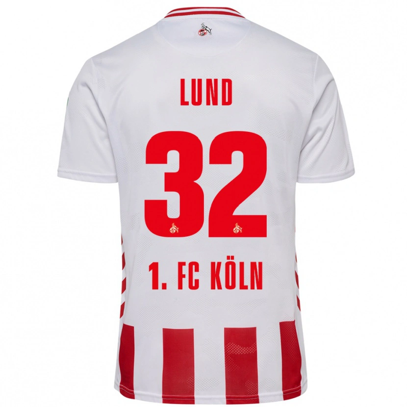 Danxen Børn Kristoffer Lund #32 Hvid Rød Hjemmebane Spillertrøjer 2025/26 Trøje T-Shirt