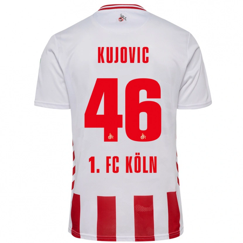 Danxen Børn Emin Kujovic #46 Hvid Rød Hjemmebane Spillertrøjer 2025/26 Trøje T-Shirt