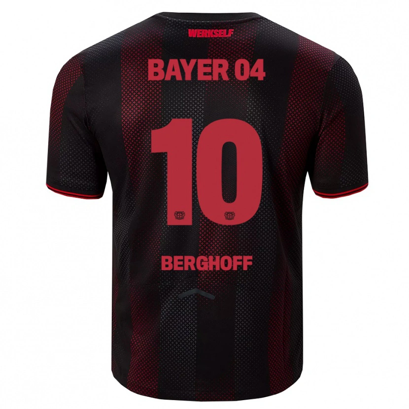 Danxen Børn Jonah Berghoff #10 Sort Rød Hjemmebane Spillertrøjer 2025/26 Trøje T-Shirt