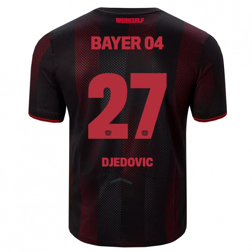 Danxen Børn Seldin Djedovic #27 Sort Rød Hjemmebane Spillertrøjer 2025/26 Trøje T-Shirt