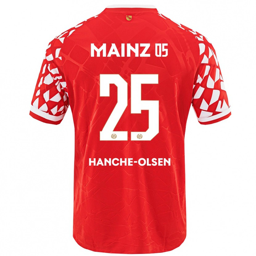Danxen Børn Andreas Hanche-Olsen #25 Rød Hvid Hjemmebane Spillertrøjer 2025/26 Trøje T-Shirt
