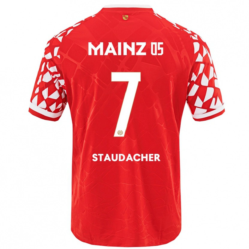 Danxen Børn Leon Staudacher #7 Rød Hvid Hjemmebane Spillertrøjer 2025/26 Trøje T-Shirt