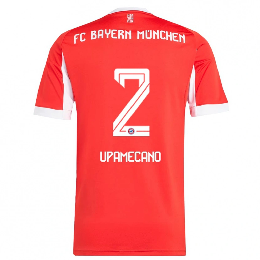 Danxen Børn Dayot Upamecano #2 Rød Hvid Hjemmebane Spillertrøjer 2025/26 Trøje T-Shirt