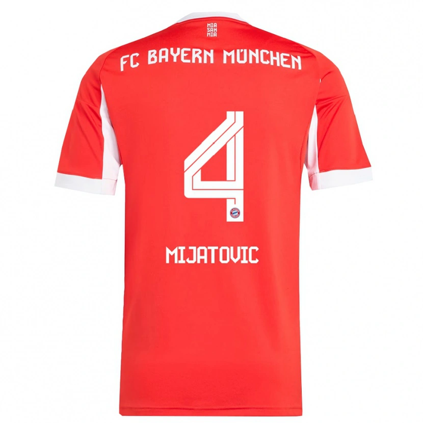 Danxen Børn Roko Mijatovic #4 Rød Hvid Hjemmebane Spillertrøjer 2025/26 Trøje T-Shirt