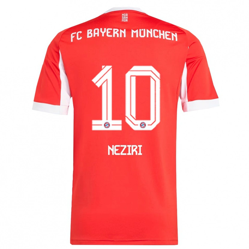 Danxen Børn Behar Neziri #10 Rød Hvid Hjemmebane Spillertrøjer 2025/26 Trøje T-Shirt