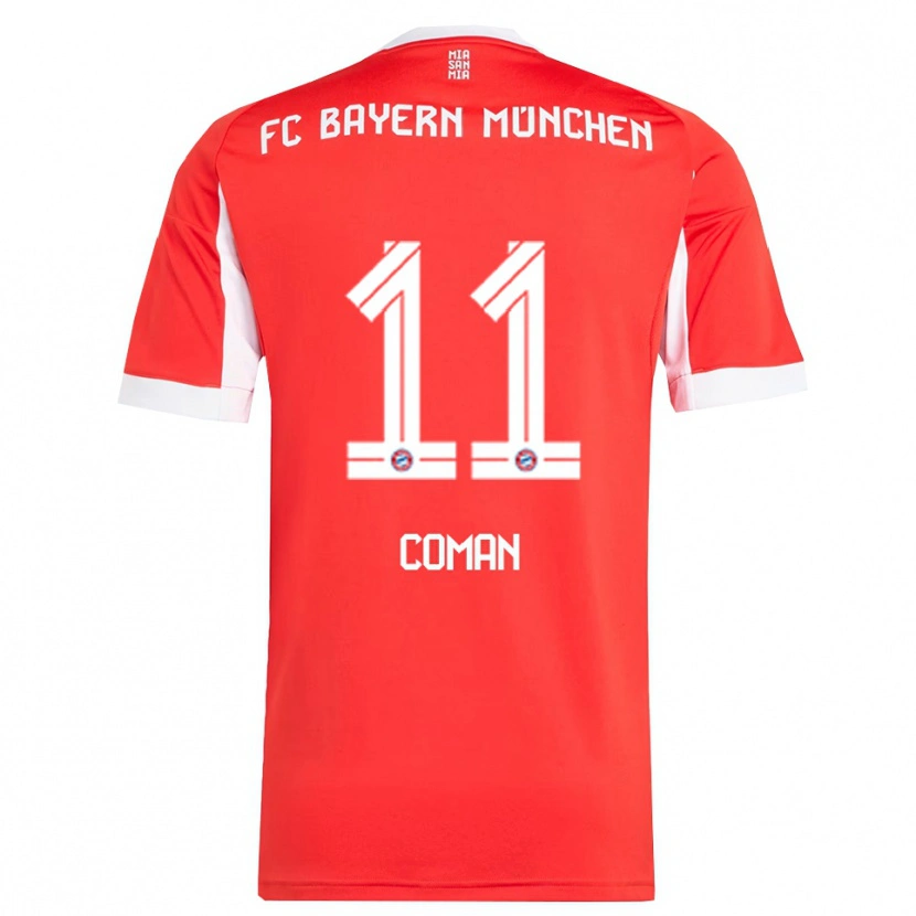 Danxen Børn Kingsley Coman #11 Rød Hvid Hjemmebane Spillertrøjer 2025/26 Trøje T-Shirt