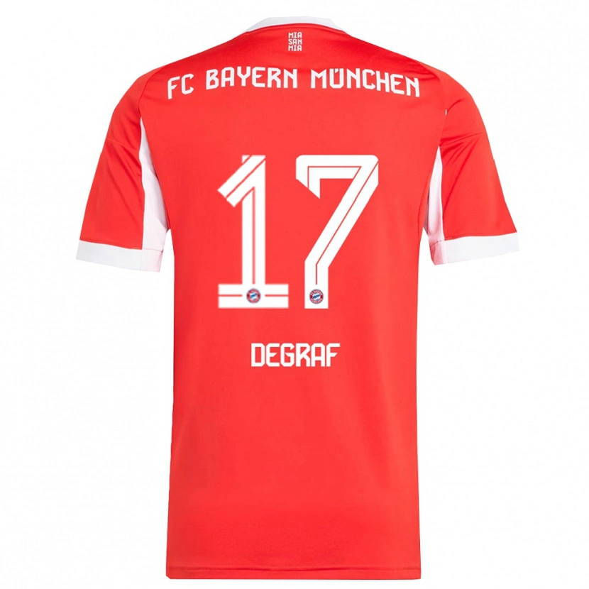 Danxen Børn Artur Degraf #17 Rød Hvid Hjemmebane Spillertrøjer 2025/26 Trøje T-Shirt