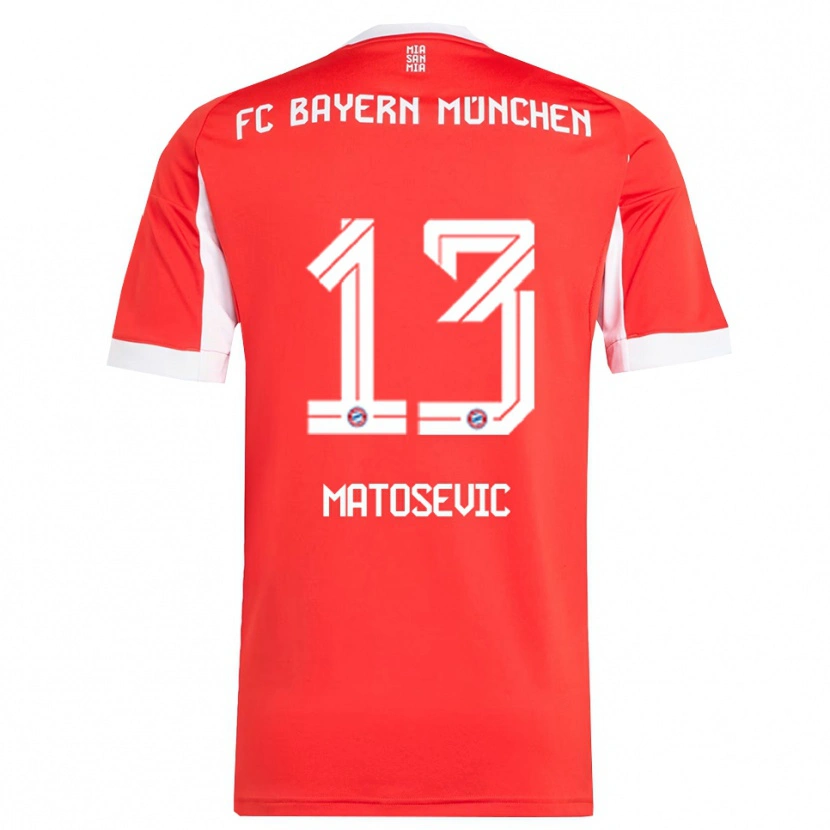 Danxen Børn Michael Matosevic #13 Rød Hvid Hjemmebane Spillertrøjer 2025/26 Trøje T-Shirt