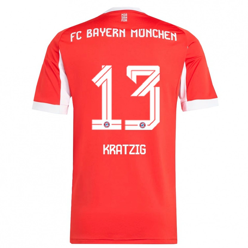 Danxen Børn Frans Kratzig #13 Rød Hvid Hjemmebane Spillertrøjer 2025/26 Trøje T-Shirt