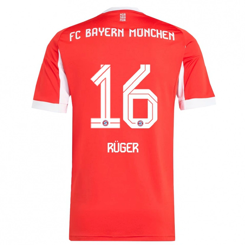 Danxen Børn Kurt Rüger #16 Rød Hvid Hjemmebane Spillertrøjer 2025/26 Trøje T-Shirt