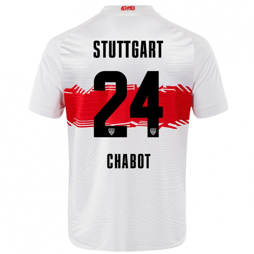 Danxen Børn Jeff Chabot #24 Hvid Rød Hjemmebane Spillertrøjer 2025/26 Trøje T-Shirt