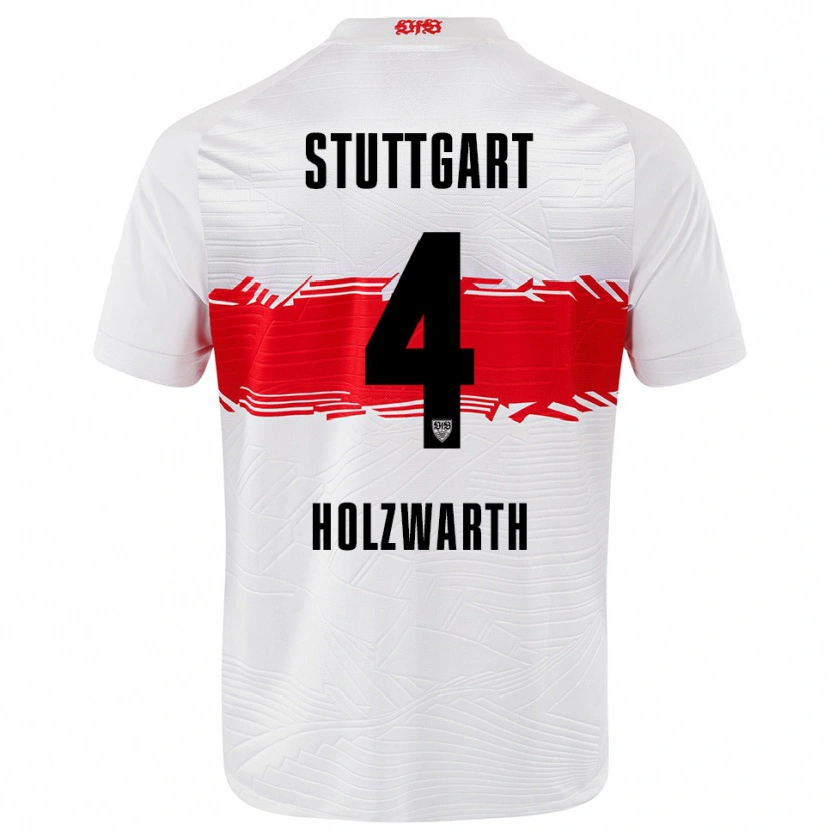 Danxen Børn Luc Holzwarth #4 Hvid Rød Hjemmebane Spillertrøjer 2025/26 Trøje T-Shirt