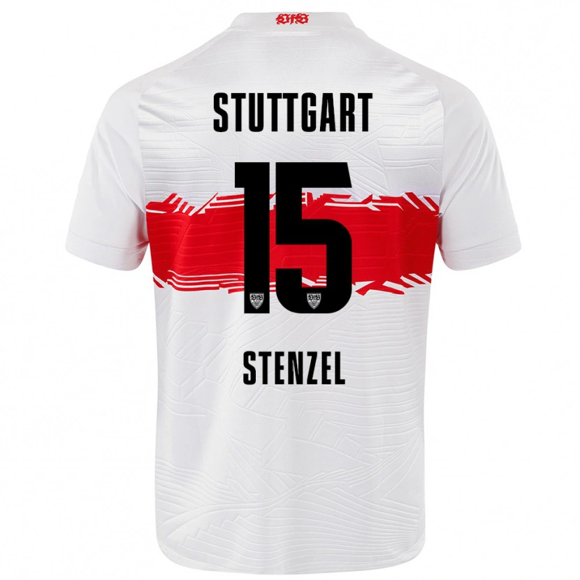 Danxen Børn Pascal Stenzel #15 Hvid Rød Hjemmebane Spillertrøjer 2025/26 Trøje T-Shirt