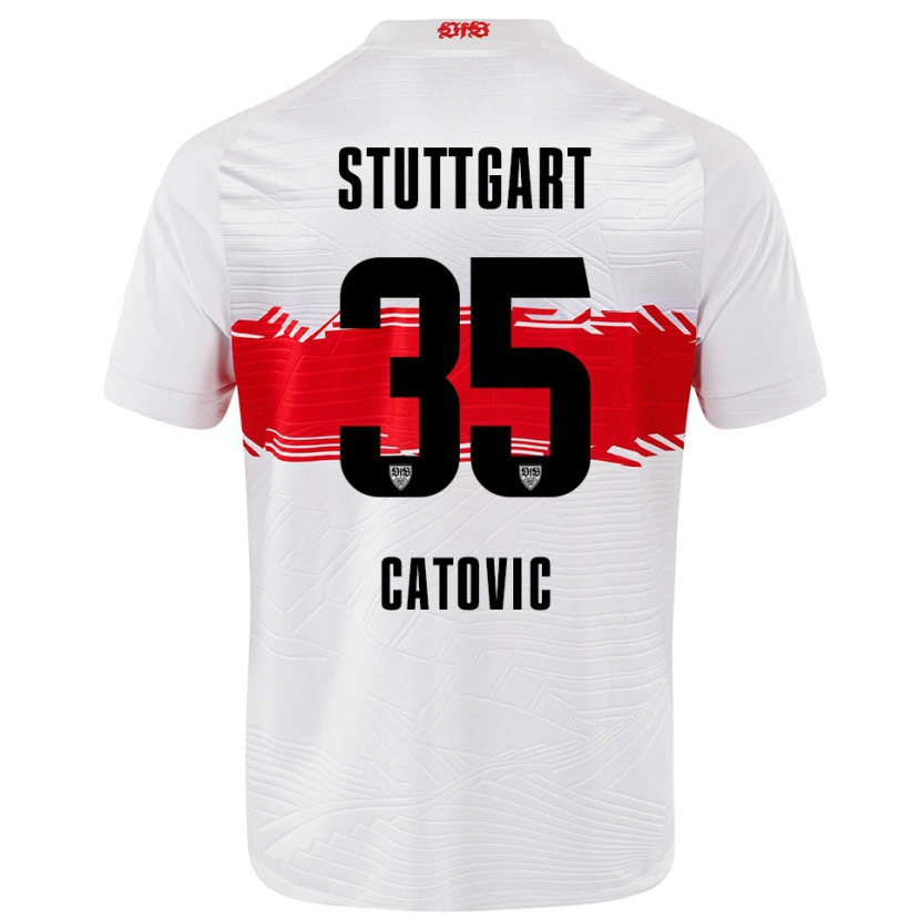 Danxen Børn Mirza Catovic #35 Hvid Rød Hjemmebane Spillertrøjer 2025/26 Trøje T-Shirt
