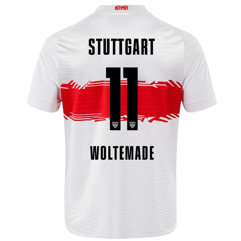 Danxen Børn Nick Woltemade #11 Hvid Rød Hjemmebane Spillertrøjer 2025/26 Trøje T-Shirt