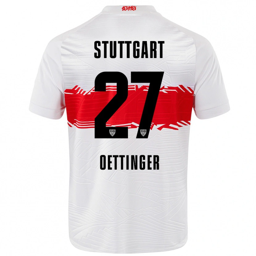 Danxen Børn Jannik Oettinger #27 Hvid Rød Hjemmebane Spillertrøjer 2025/26 Trøje T-Shirt