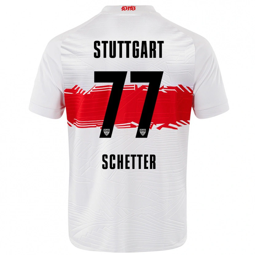 Danxen Børn Leonie Schetter #77 Hvid Rød Hjemmebane Spillertrøjer 2025/26 Trøje T-Shirt