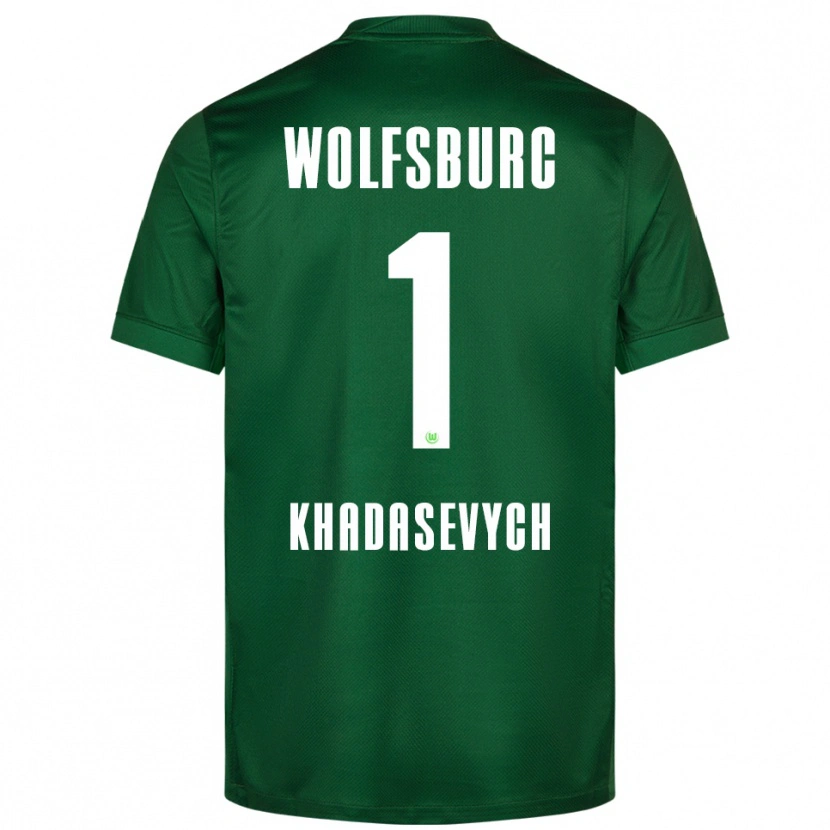 Danxen Børn Kyrylo Khadasevych #1 Grøn Hvid Hjemmebane Spillertrøjer 2025/26 Trøje T-Shirt