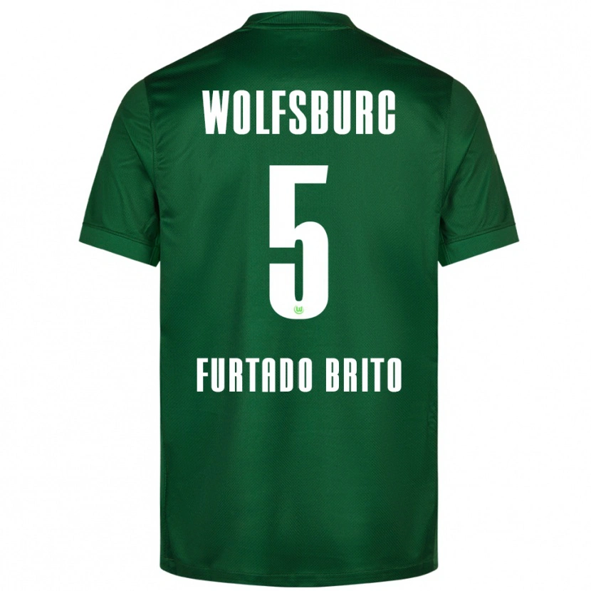 Danxen Børn Dinaylo Furtado Brito #5 Grøn Hvid Hjemmebane Spillertrøjer 2025/26 Trøje T-Shirt