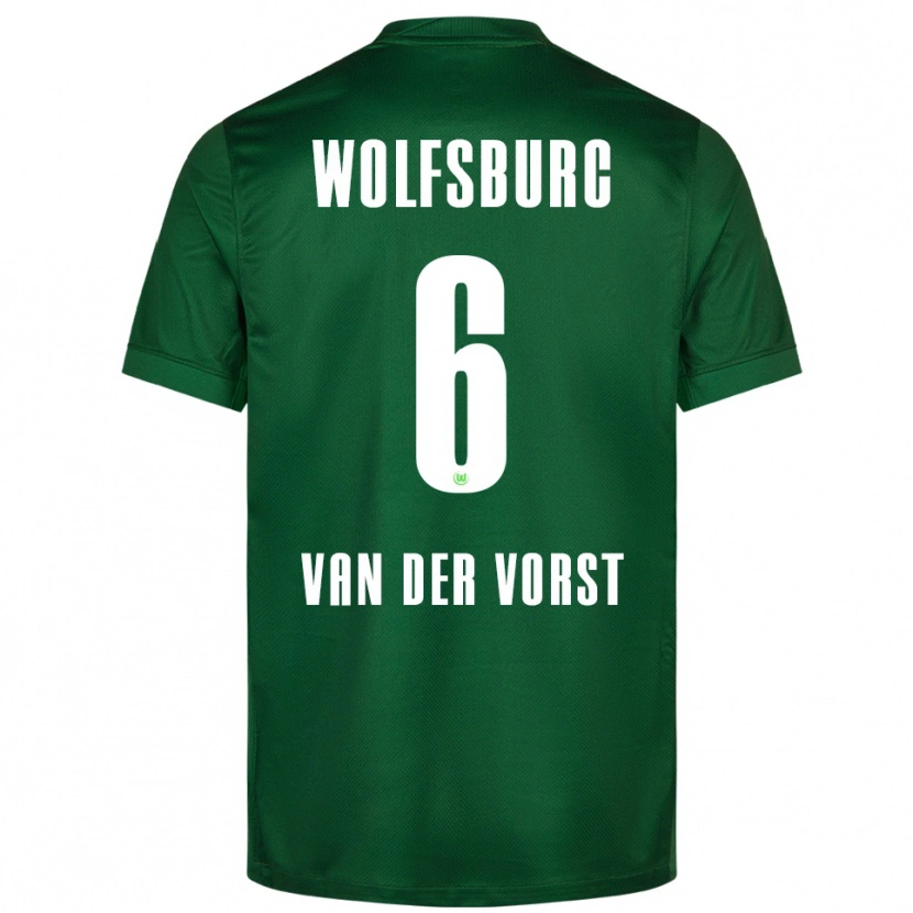 Danxen Børn Fynn Van Der Vorst #6 Grøn Hvid Hjemmebane Spillertrøjer 2025/26 Trøje T-Shirt