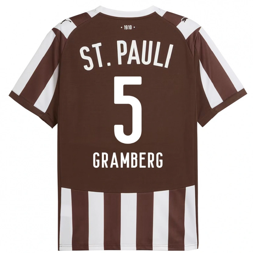 Danxen Børn Jamel Gramberg #5 Kaffe Hvid Hjemmebane Spillertrøjer 2025/26 Trøje T-Shirt