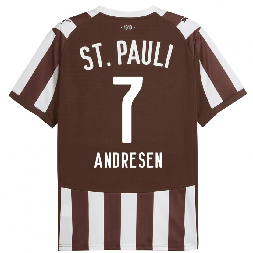 Danxen Børn Jan Andresen #7 Kaffe Hvid Hjemmebane Spillertrøjer 2025/26 Trøje T-Shirt