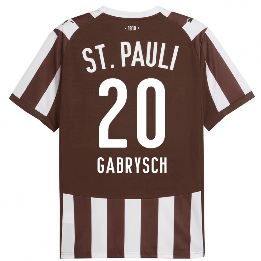 Danxen Børn David Gabrysch #20 Kaffe Hvid Hjemmebane Spillertrøjer 2025/26 Trøje T-Shirt