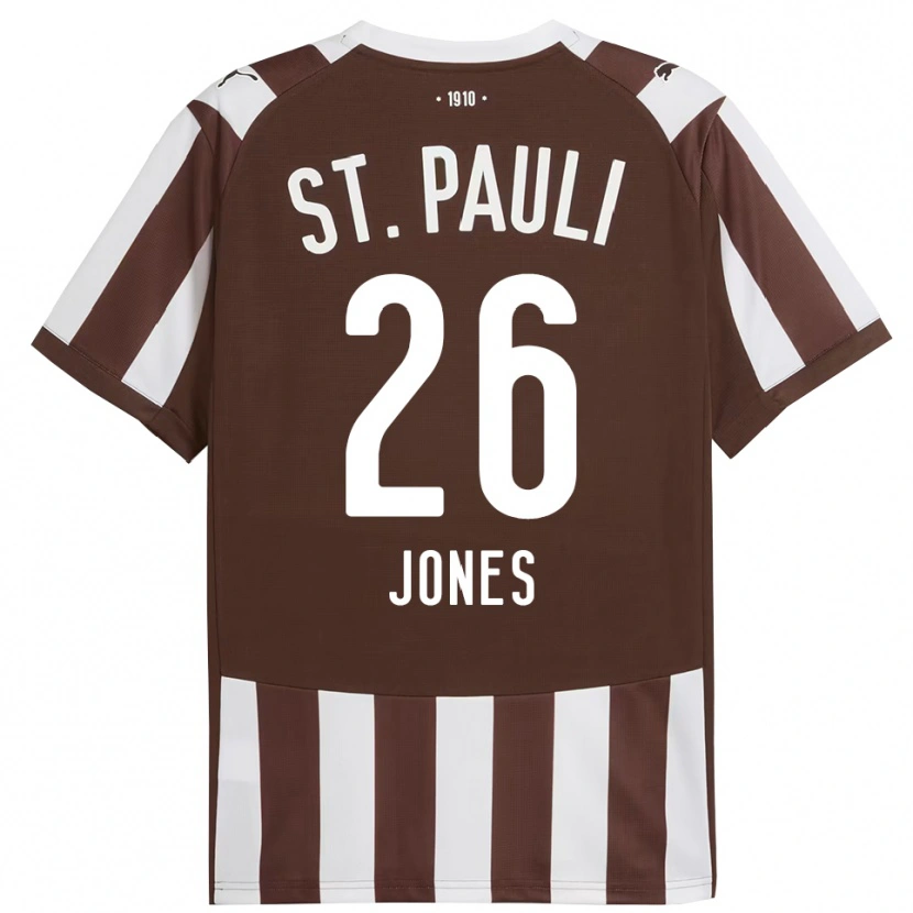 Danxen Børn Ricky-Jade Jones #26 Kaffe Hvid Hjemmebane Spillertrøjer 2025/26 Trøje T-Shirt