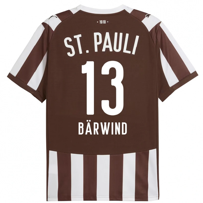 Danxen Børn Jonas Bärwind #13 Kaffe Hvid Hjemmebane Spillertrøjer 2025/26 Trøje T-Shirt