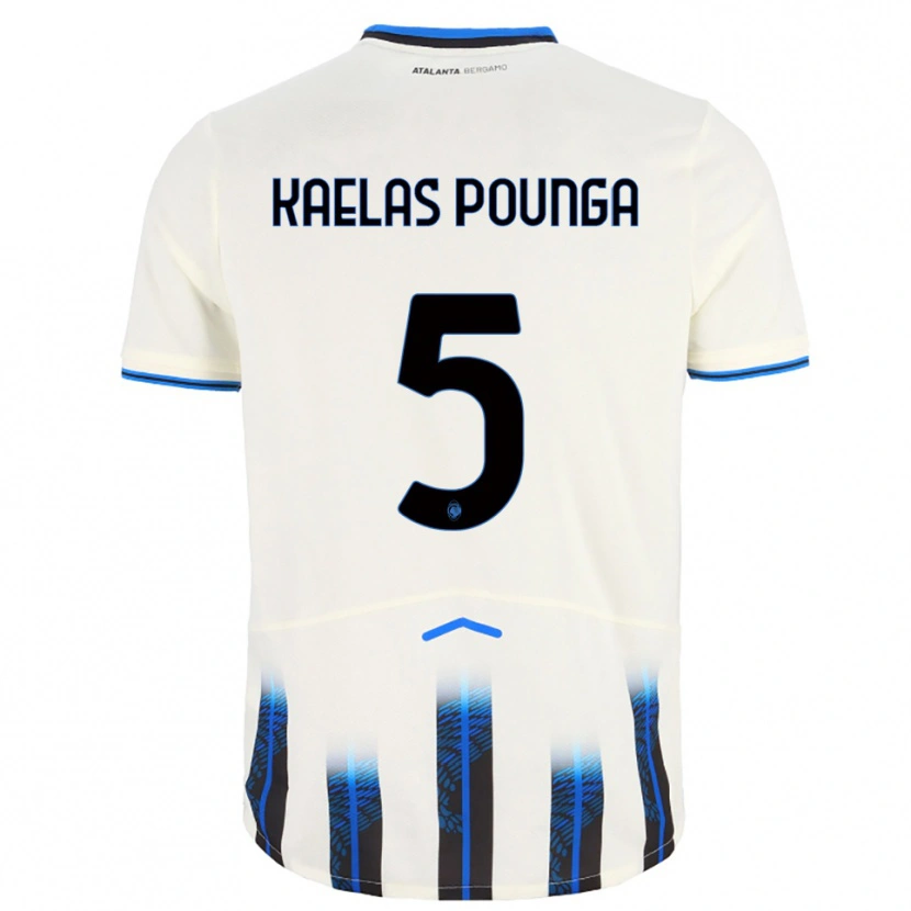 Danxen Børn Digne Kaelas Pounga #5 Hvid Blå Udebane Spillertrøjer 2025/26 Trøje T-Shirt