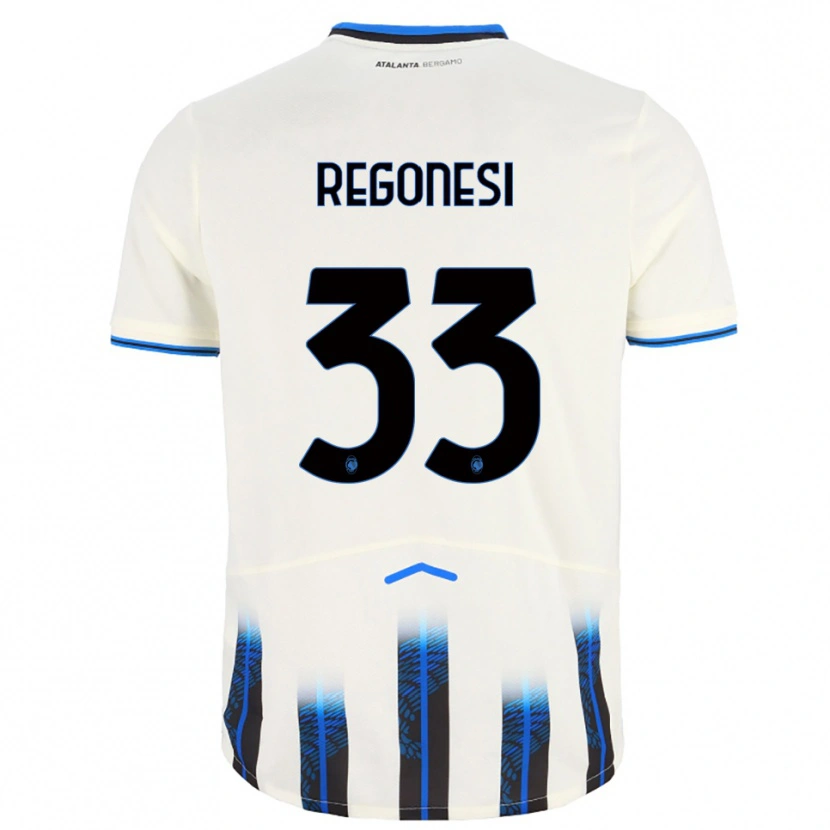 Danxen Børn Iacopo Regonesi #33 Hvid Blå Udebane Spillertrøjer 2025/26 Trøje T-Shirt