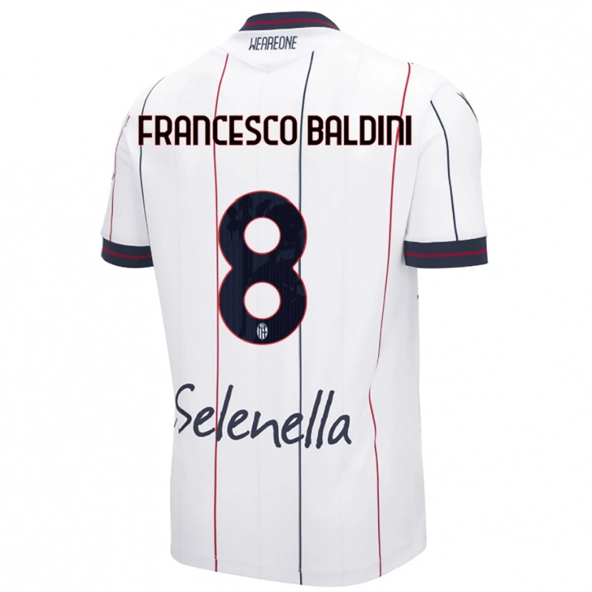 Danxen Børn Giovanni Francesco Baldini #8 Hvid Kongeblå Udebane Spillertrøjer 2025/26 Trøje T-Shirt