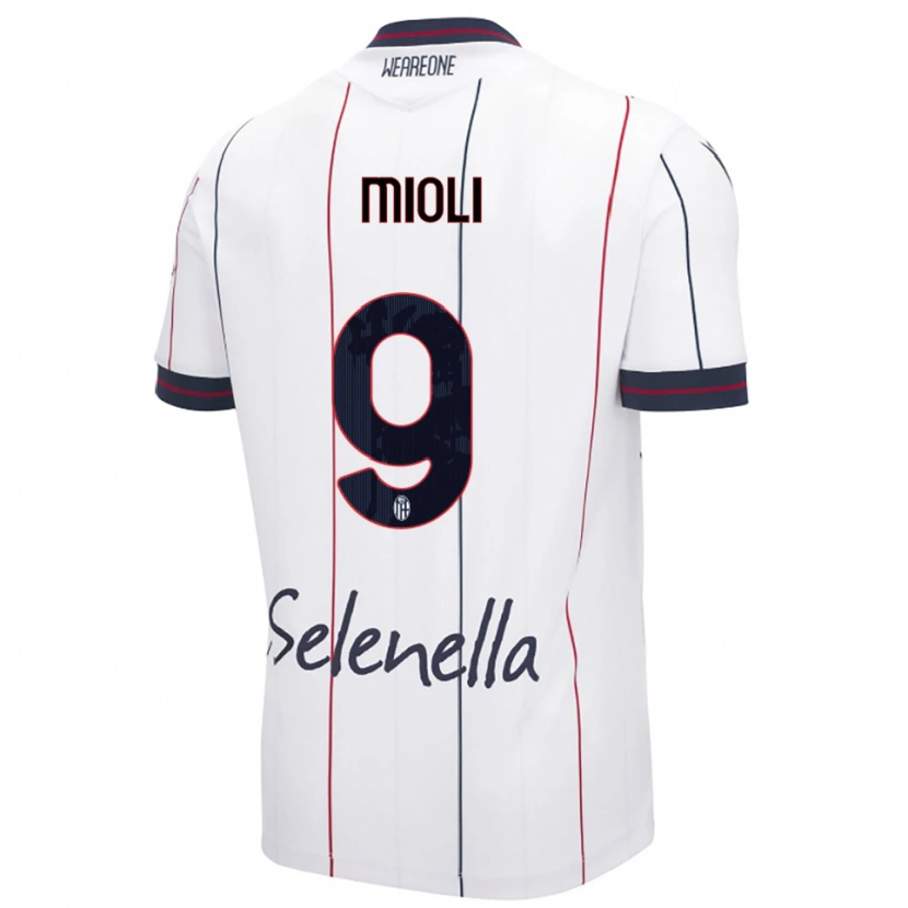 Danxen Børn Mattia Mioli #9 Hvid Kongeblå Udebane Spillertrøjer 2025/26 Trøje T-Shirt