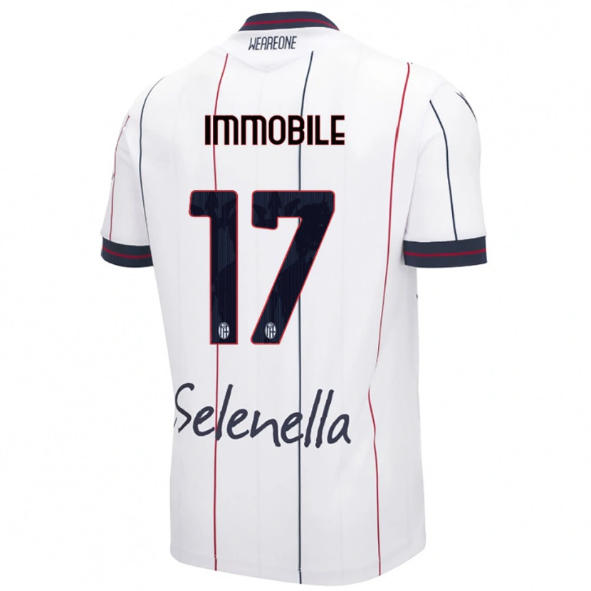 Danxen Børn Ciro Immobile #17 Hvid Kongeblå Udebane Spillertrøjer 2025/26 Trøje T-Shirt