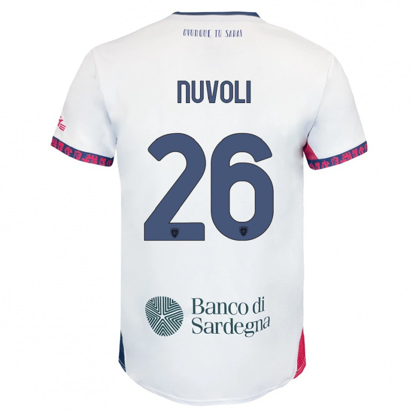 Danxen Børn Matteo Nuvoli #26 Hvid Navy Rød Udebane Spillertrøjer 2025/26 Trøje T-Shirt