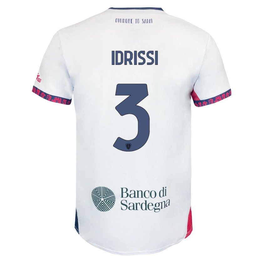 Danxen Børn Riyad Idrissi #3 Hvid Navy Rød Udebane Spillertrøjer 2025/26 Trøje T-Shirt