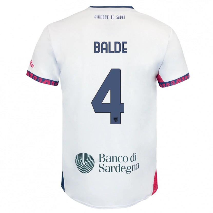 Danxen Børn Mamadou Balde #4 Hvid Navy Rød Udebane Spillertrøjer 2025/26 Trøje T-Shirt