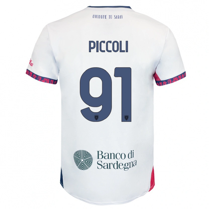 Danxen Børn Roberto Piccoli #91 Hvid Navy Rød Udebane Spillertrøjer 2025/26 Trøje T-Shirt